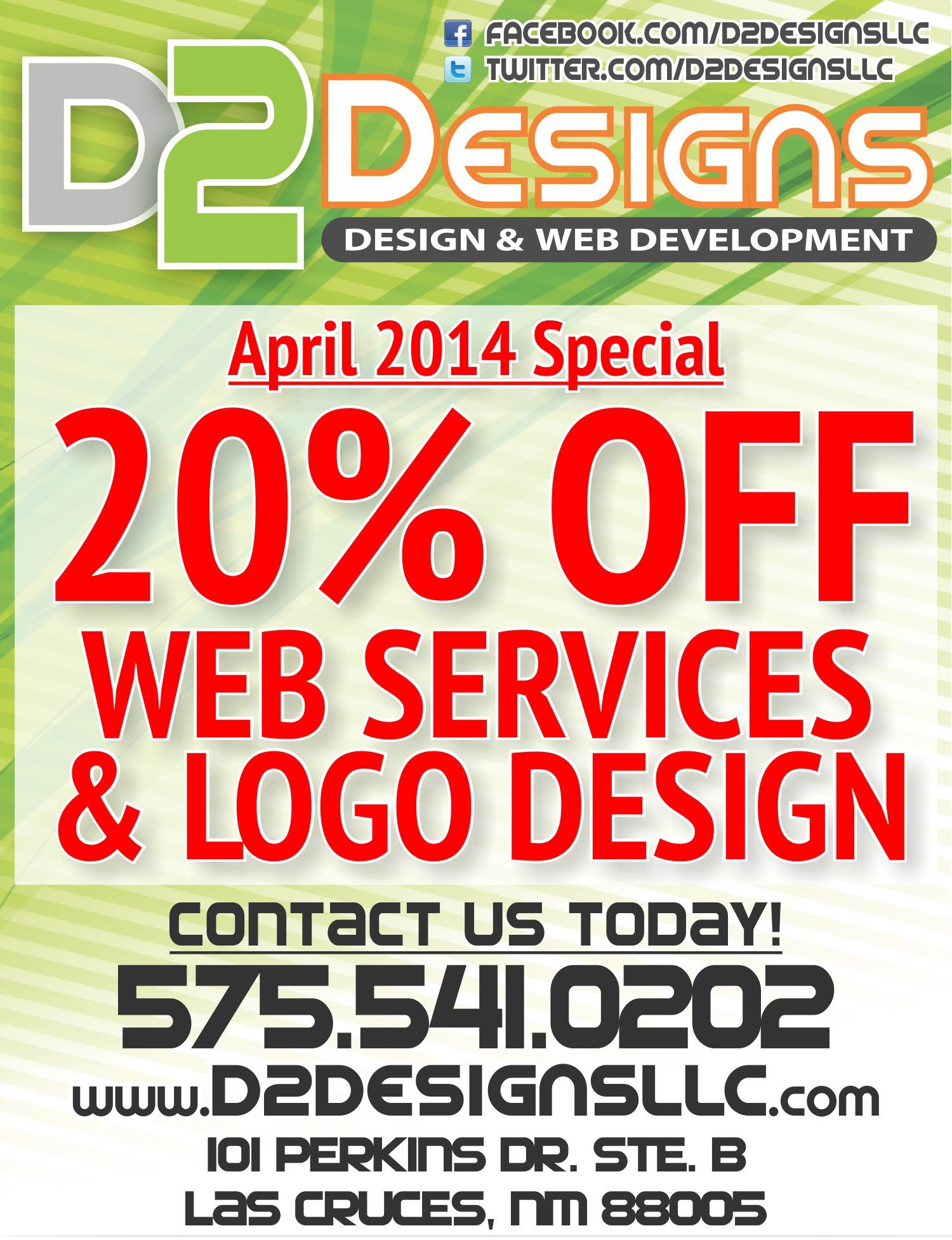 April 2014 – 20% off Web Services and Logo Design